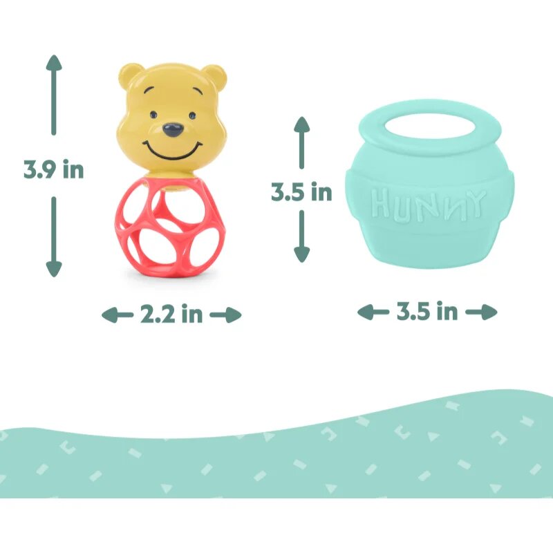 Bright Starts Hunny & Shake Winnie the Pooh kousátko s chrastítkem 2 ks