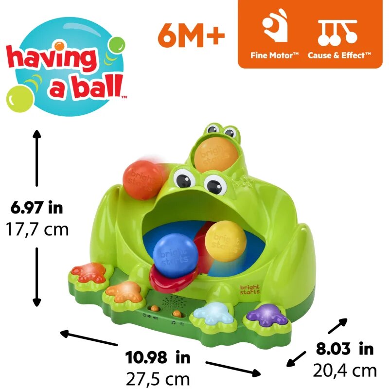 Bright Starts Poppin' Ball Frog aktivity hračka s melodií 6 m+ 1 ks