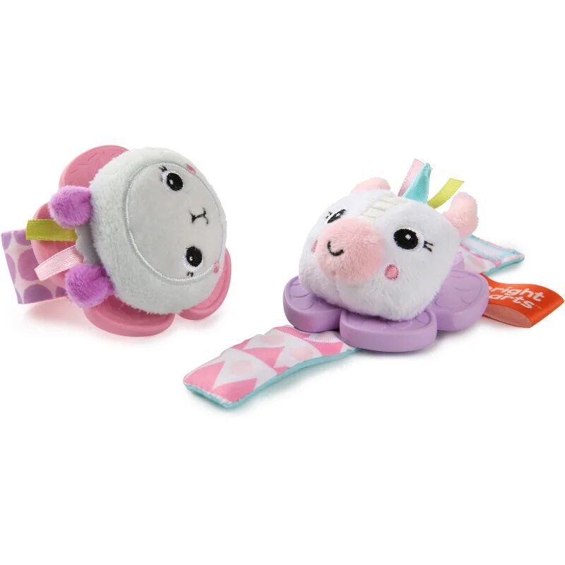Bright Starts Wrist Pals Toy chrastítko na ruku s kousátkem Unicorn & Llama 0 m+ 2 ks
