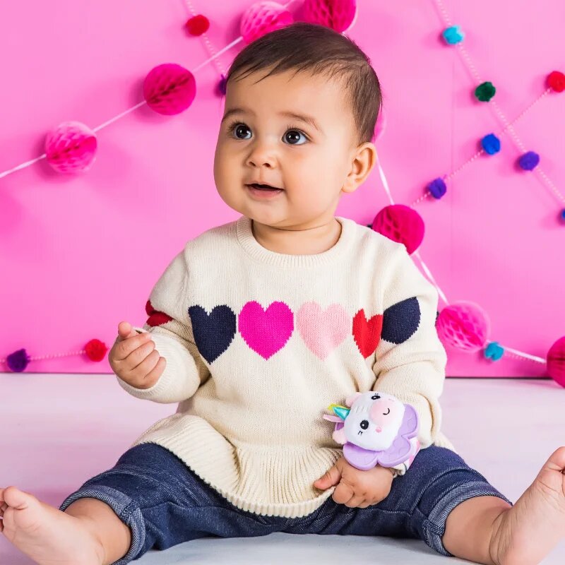 Bright Starts Wrist Pals Toy chrastítko na ruku s kousátkem Unicorn & Llama 0 m+ 2 ks