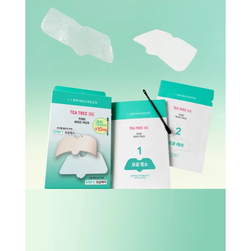 BRINGGREEN Tea Tree Cica Pore Nose Strip náplasti na problematickou pleť na nos 5 ks