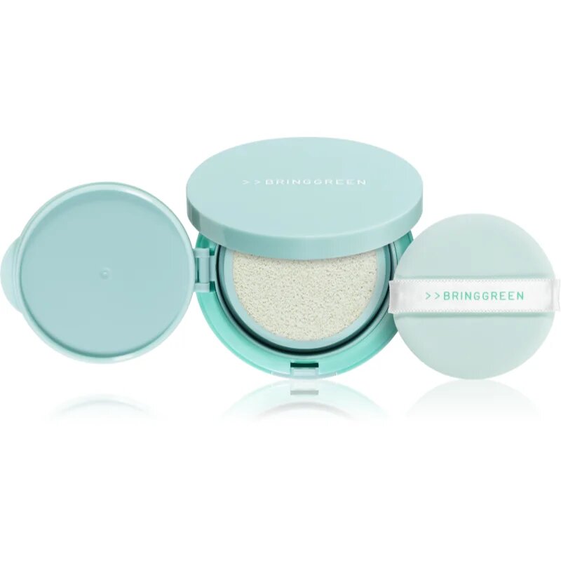 BRINGGREEN Tea Tree Cica Tone Up Sun Cushion lehký ochranný fluid s aplikátorem SPF 50+ 15 g