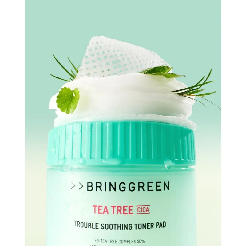 BRINGGREEN Tea Tree Cica Trouble Soothing Toner Pad tonizační polštářky se zklidňujícím účinkem 90 ks