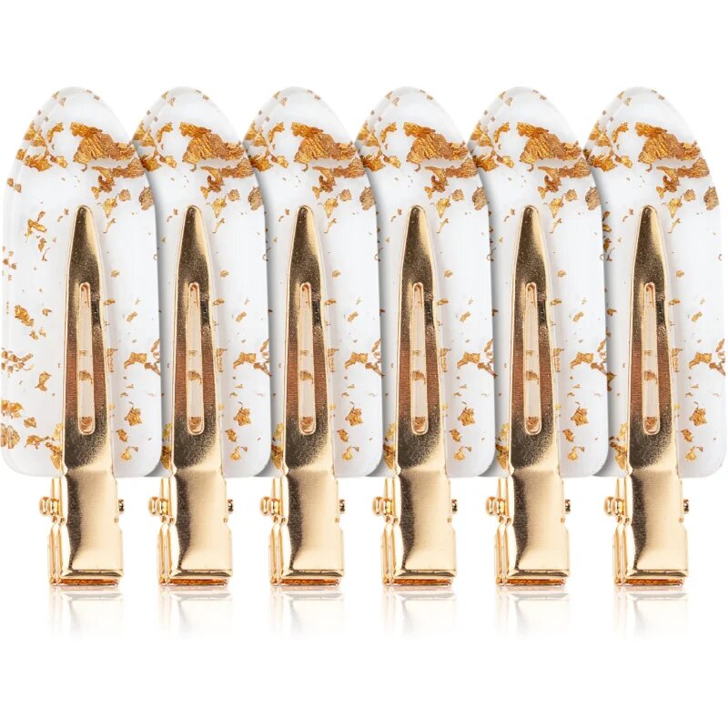 Brushworks Gold Flake No Crease Clips sponky do vlasů průhledné 6 ks