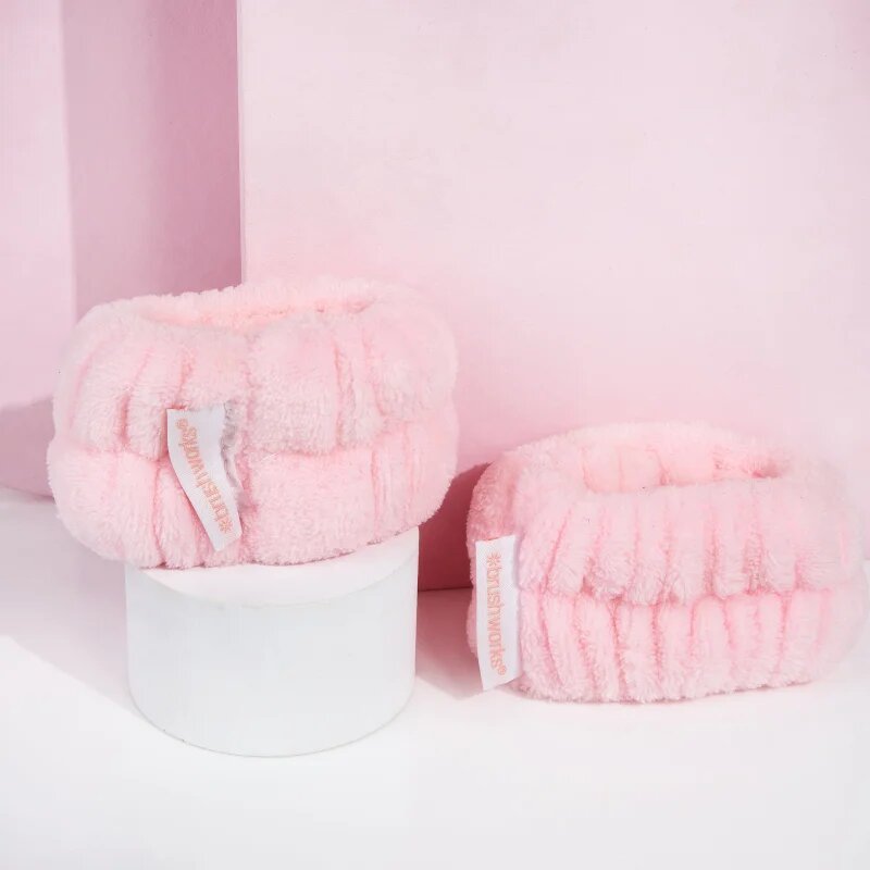 Brushworks Microfibre Wrist Wash Bands náramky proti stékající vodě při mytí obličeje z mikrovláken 2 ks