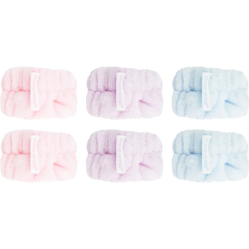 Brushworks Pastel Microfibre Wrist Wash Bands náramky proti stékající vodě při mytí obličeje 6 ks