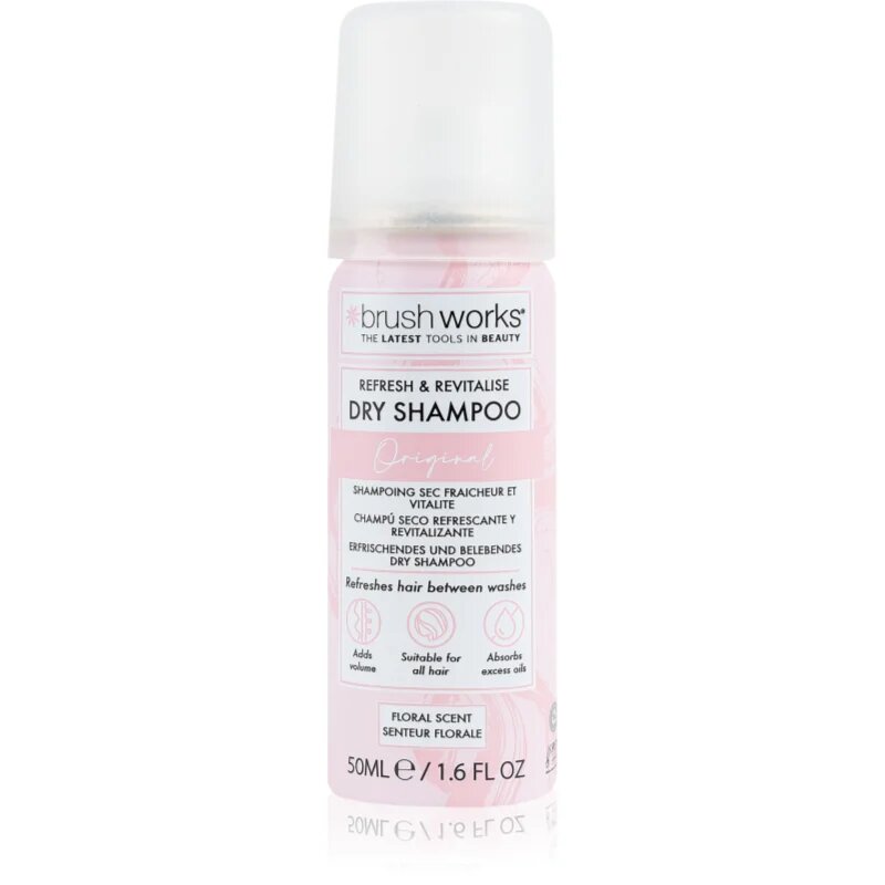 Brushworks Refresh & Revitalise suchý šampon s jemnou květinovou parfemací 50 ml