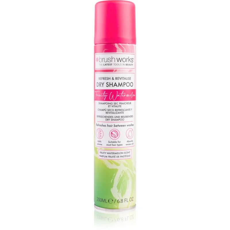 Brushworks Refresh & Revitalise Watermelon Dry Shampoo suchý šampon 200 ml