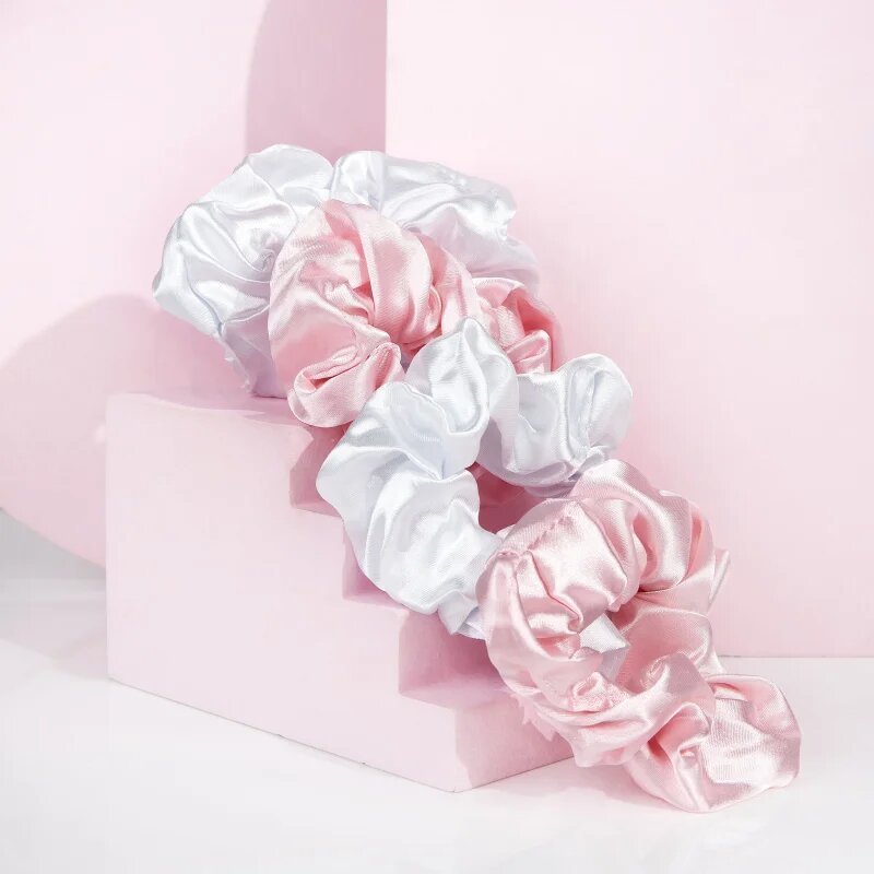 Brushworks Satin Scrunchies Pink & White gumičky do vlasů