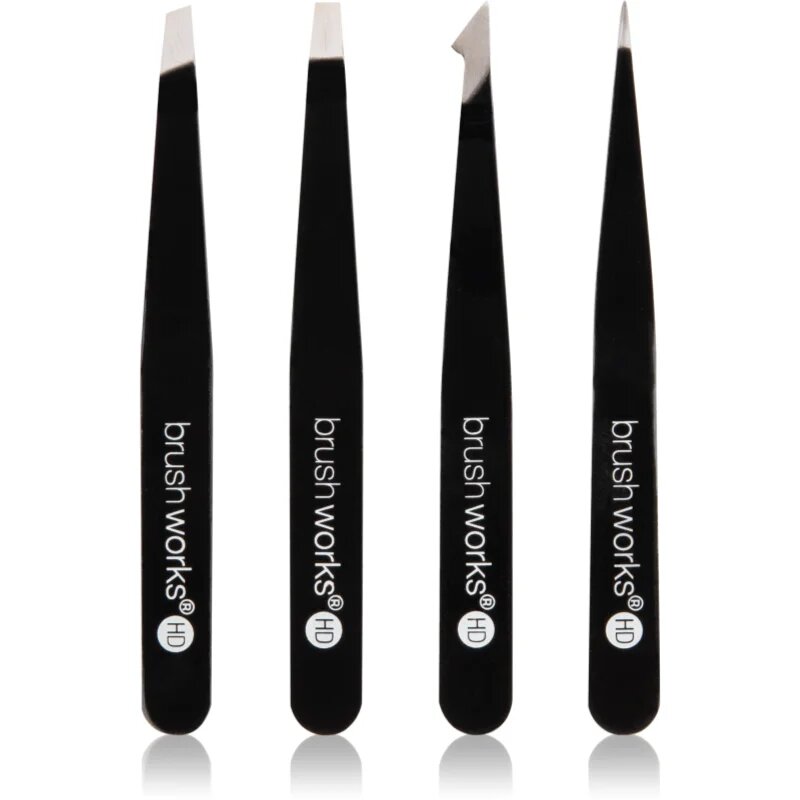 Brushworks The Complete sada pinzet na obočí Black 4 ks