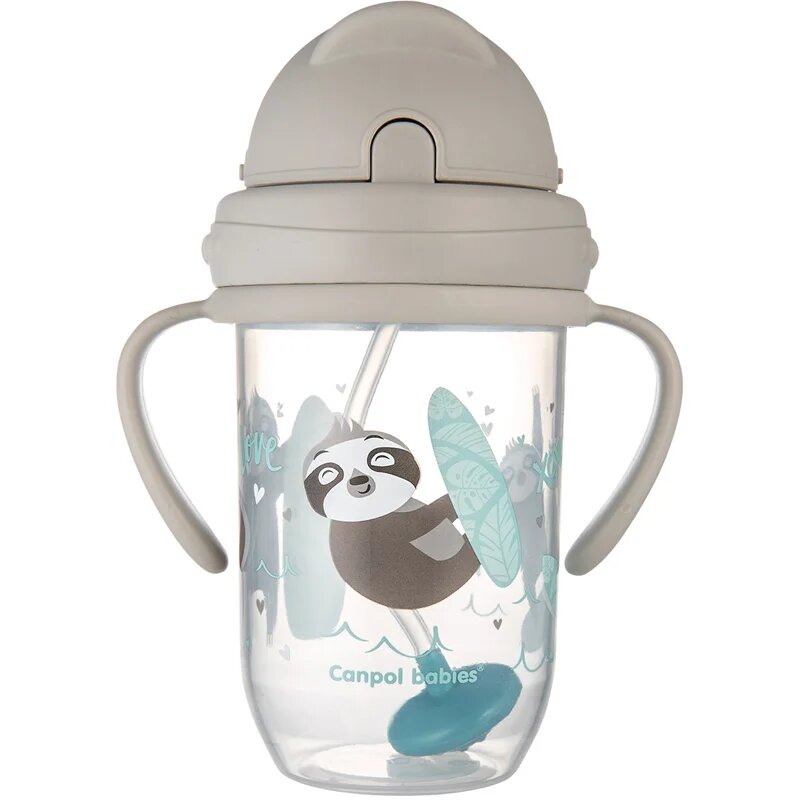 Canpol babies Exotic Animals Cup With Straw hrnek s brčkem Gray 1 ks