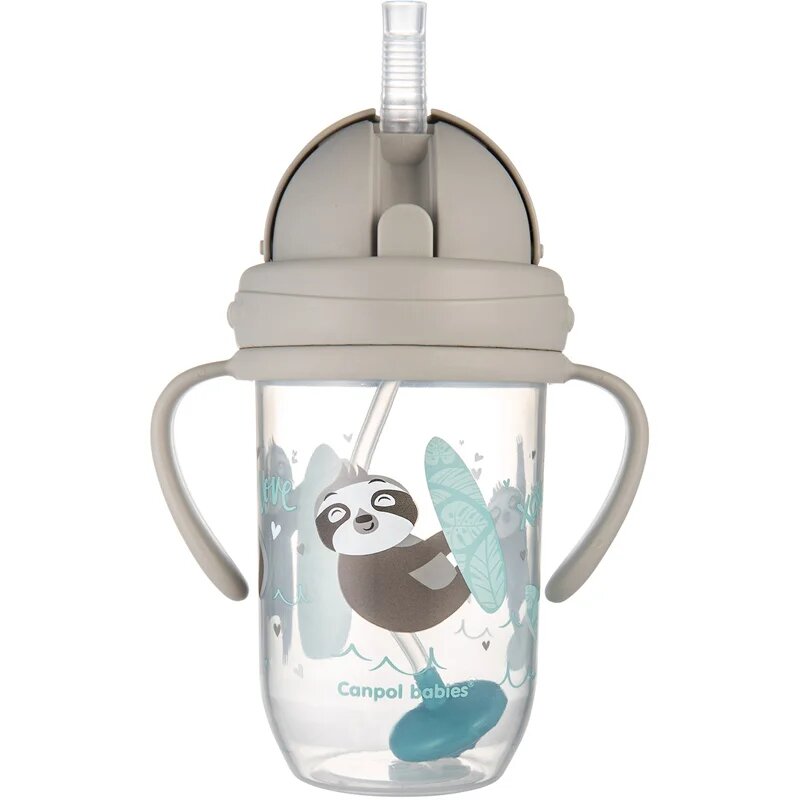 Canpol babies Exotic Animals Cup With Straw hrnek s brčkem Gray 1 ks