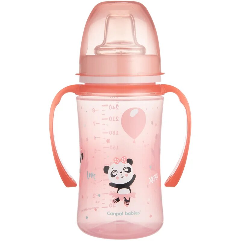 Canpol babies Exotic Animals tréninkový hrnek s držadly 6+ m Pink 1 ks