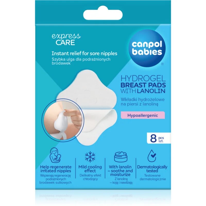 Canpol babies Hydrogel Breast Pads hydrogelové hojící prsní polštářky s lanolinem 8 ks