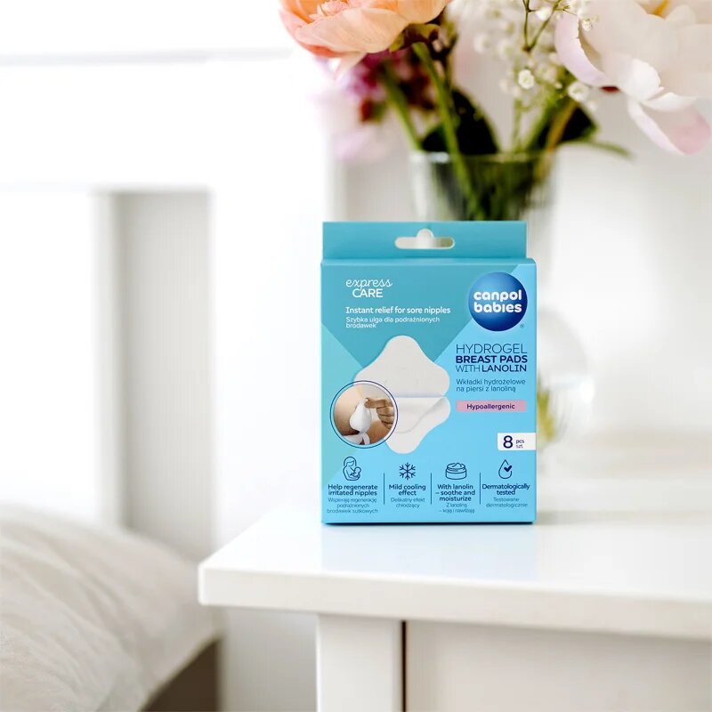 Canpol babies Hydrogel Breast Pads hydrogelové hojící prsní polštářky s lanolinem 8 ks