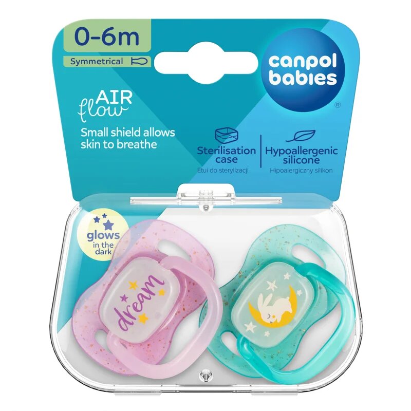 Canpol babies NIGHTGLOW Girl dudlík 0-6 m 2 ks