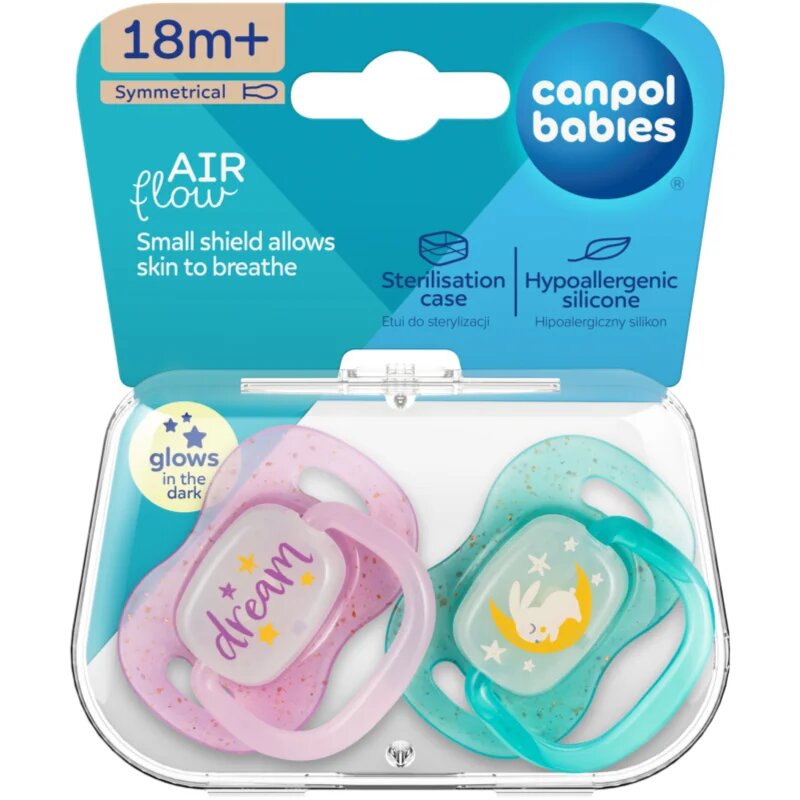 Canpol babies NIGHTGLOW Girl dudlík 18m+ 2 ks