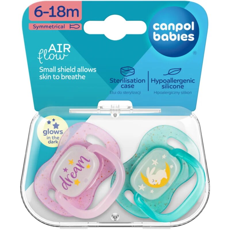 Canpol babies NIGHTGLOW Girl dudlík 6-18 m 2 ks