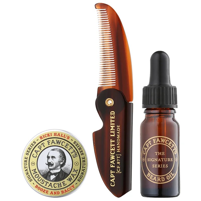 Captain Fawcett Ricki Hall´s Booze & Baccy Grooming Kit dárková sada na vousy pro muže