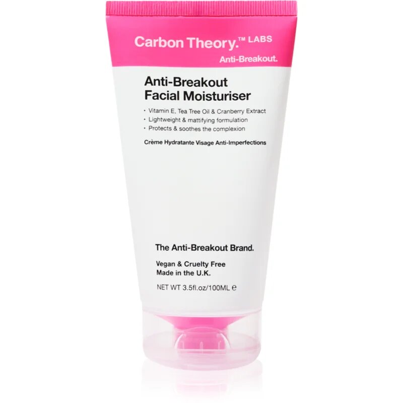 Carbon Theory Anti-Breakout Facial Moisturiser hydratační krém na obličej proti nedokonalostem pleti 100 ml
