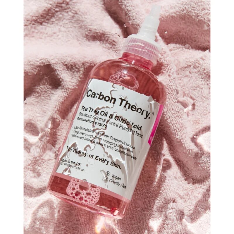 Carbon Theory Tea Tree Oil & Citric Acid hloubkově čisticí tonikum pro problematickou pleť akné 250 ml