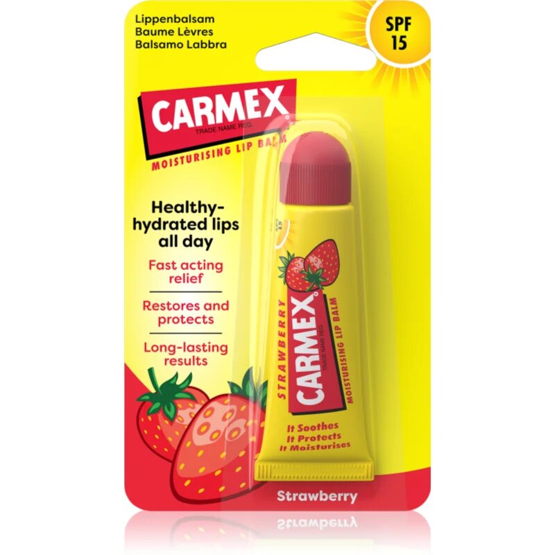 Carmex Strawberry balzám na rty v tubě SPF 15 10 g