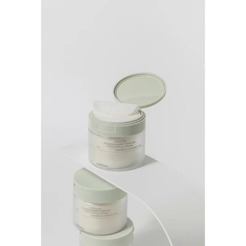 celimax Ji Woo Gae Cica BHA Blemish Toner Pad exfoliační polštářky pro citlivou pleť se sklonem k akné 60 ks