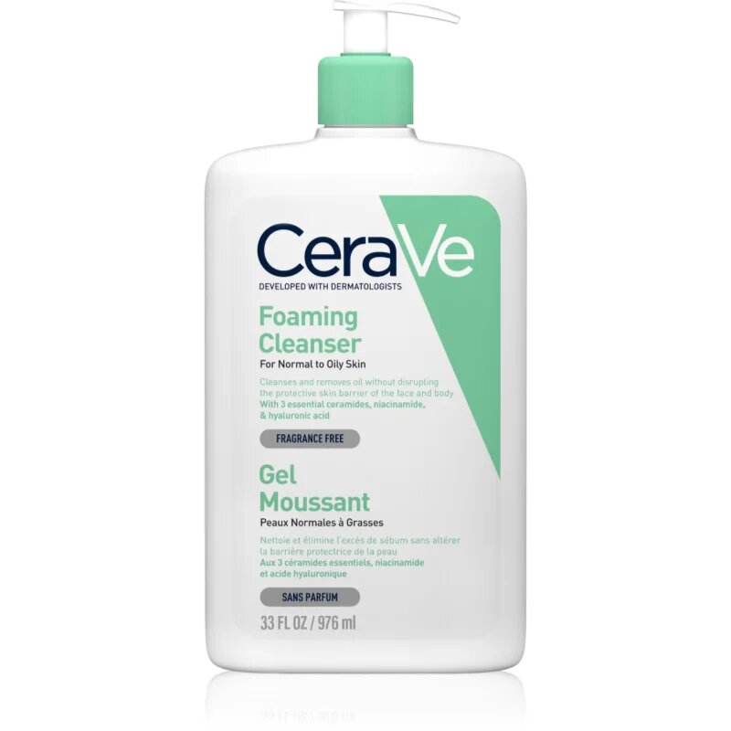 CeraVe Cleansers Foaming Cleanser čisticí pěnivý gel pro normální až mastnou pleť 976 ml