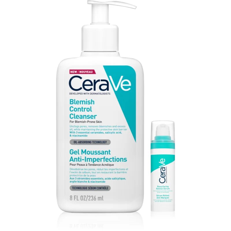 CeraVe Control Cleanser & Retinol Serum Duo komplexní péče proti nedokonalostem aknózní pleti