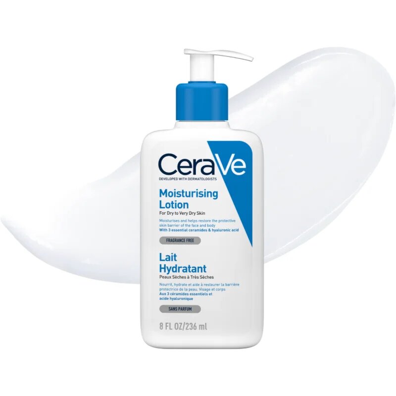 CeraVe Moisturizers Lotion hydratační mléko na tělo a obličej pro suchou až velmi suchou pokožku 236 ml