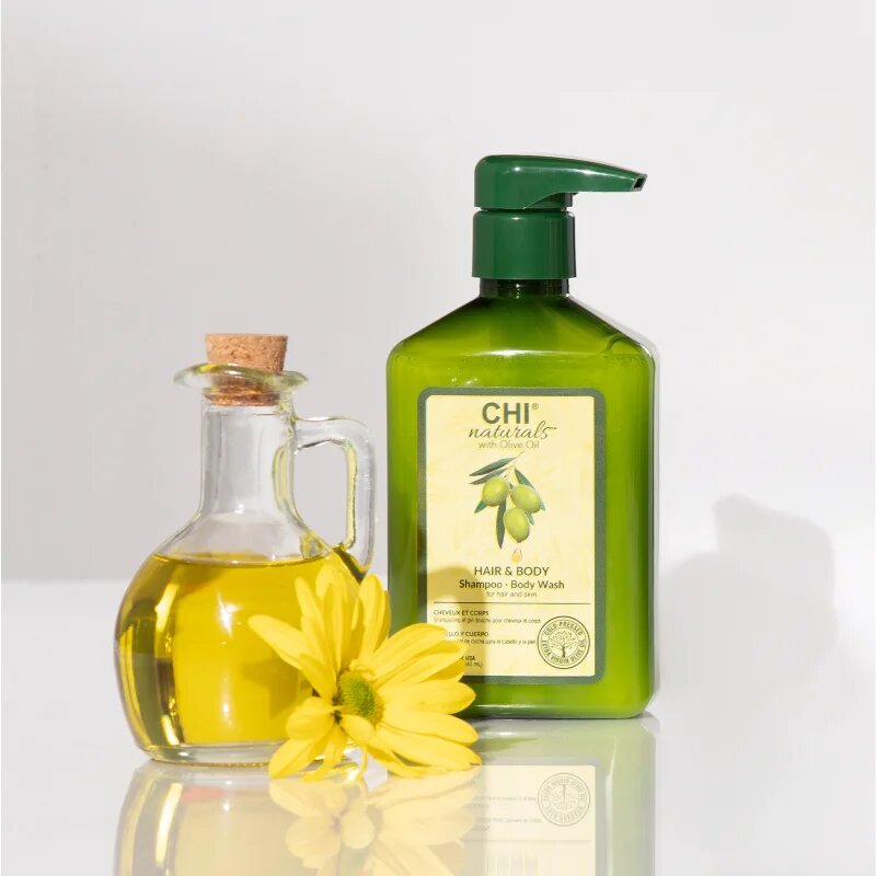 CHI Olive Naturals Hair & Body Shampoo šampon a sprchový gel s olivovým olejem 2 v 1 340 ml