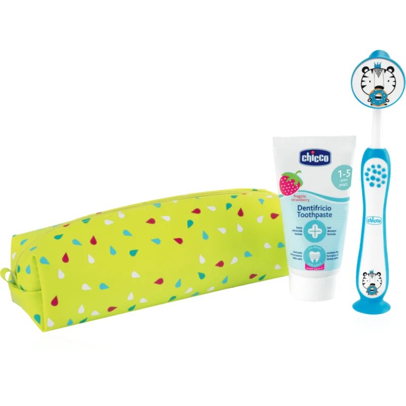Chicco Always Smiling Set 3y+ sada zubní péče s pouzdrem Tiger 1 ks