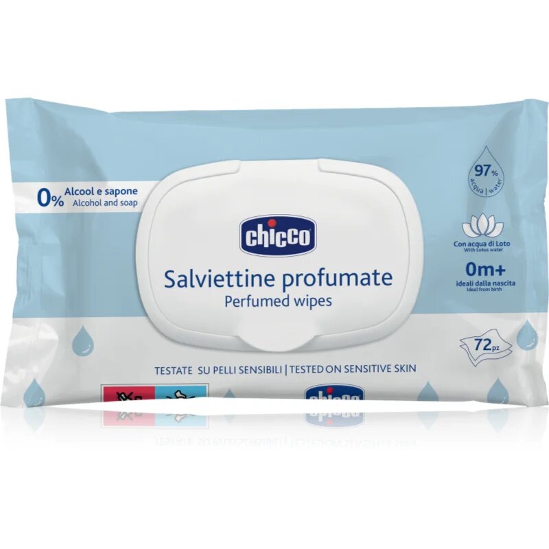 Chicco Perfumed Wipes 0m+ vlhčené ubrousky pro děti s lehkou parfemací 72 ks