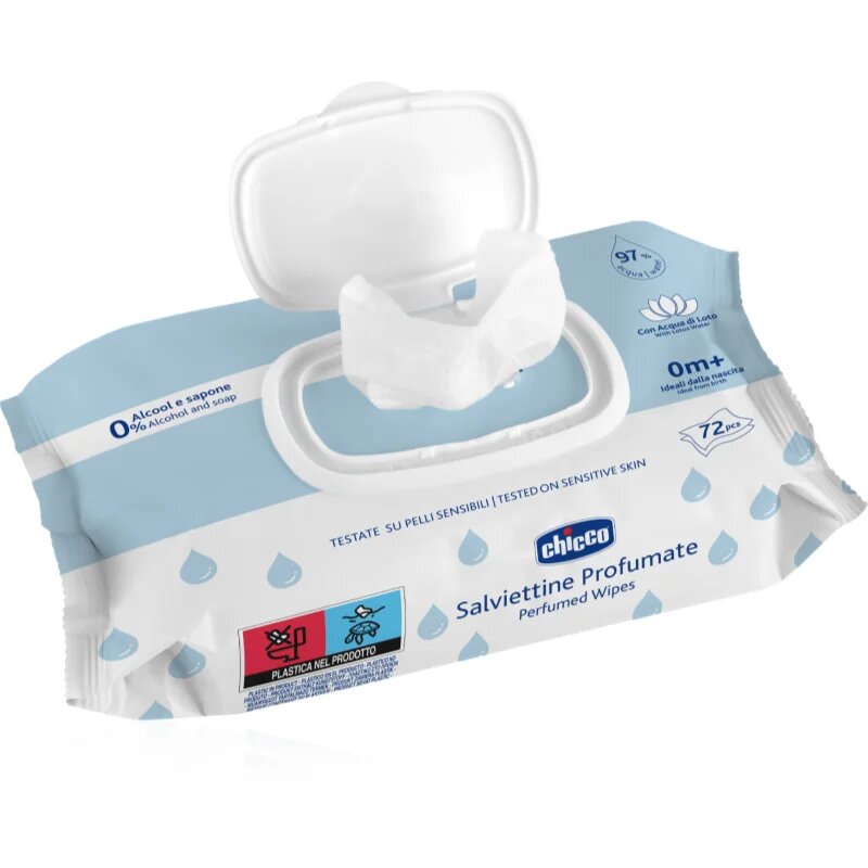 Chicco Perfumed Wipes 0m+ vlhčené ubrousky pro děti s lehkou parfemací 72 ks