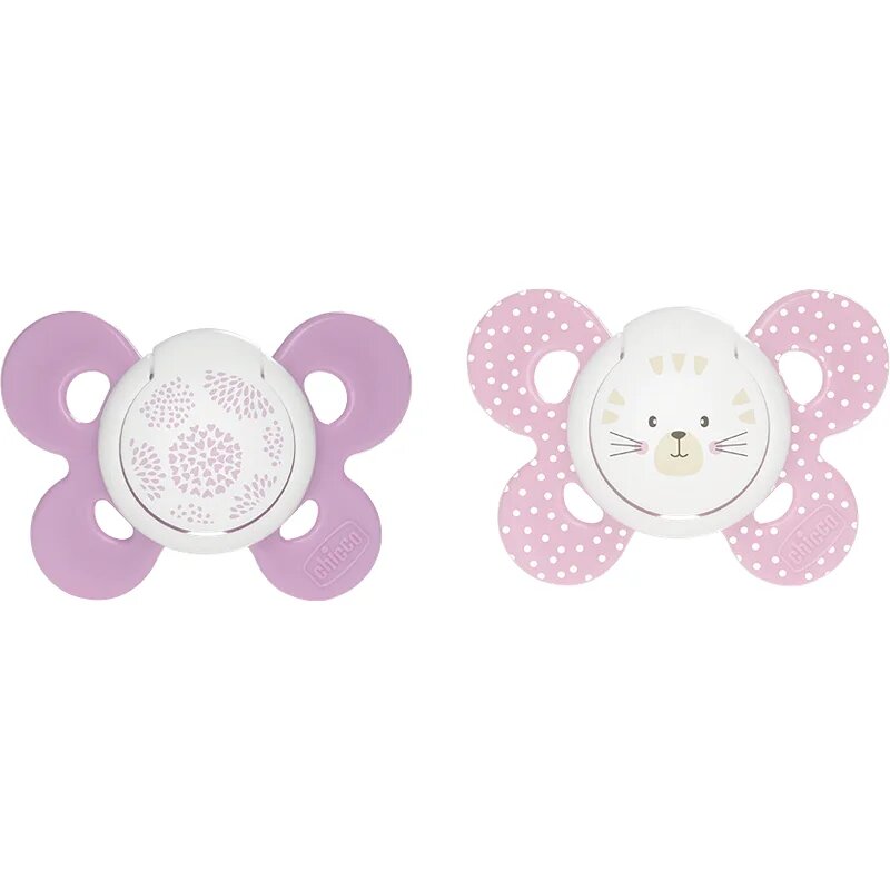 Chicco Physio Comfort 6-16m dudlík Girl - Dots/Cat 2 ks