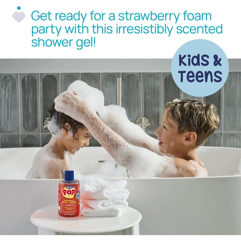 Chicco Pop Bubbly Body Wash sprchový a koupelový gel pro děti Strawberry Candy 300 ml