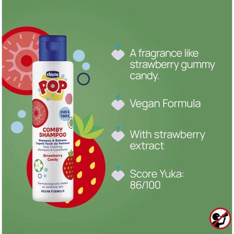Chicco Pop Comby Shampoo & Conditioner šampon a kondicionér Strawberry 250 ml