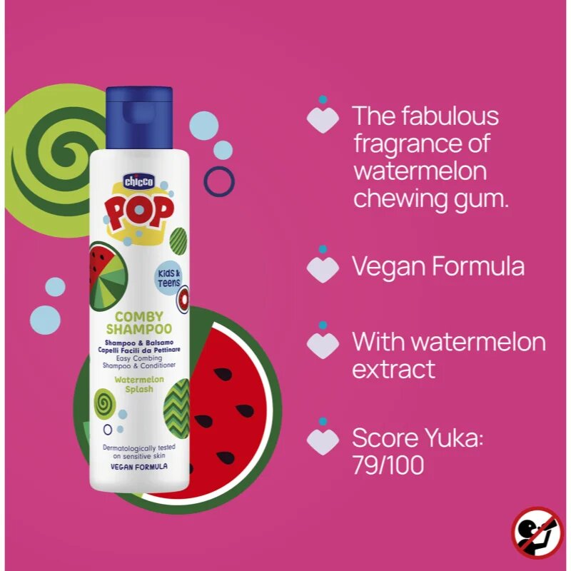 Chicco Pop Comby Shampoo & Conditioner šampon a kondicionér Watermelon 250 ml