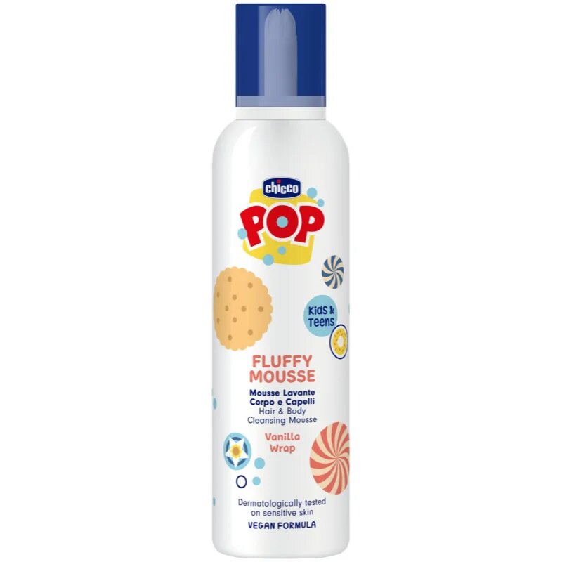 Chicco POP Fluffy Mousse Hair and Body pěna na tělo a vlasy Vanilla wrap 200 ml