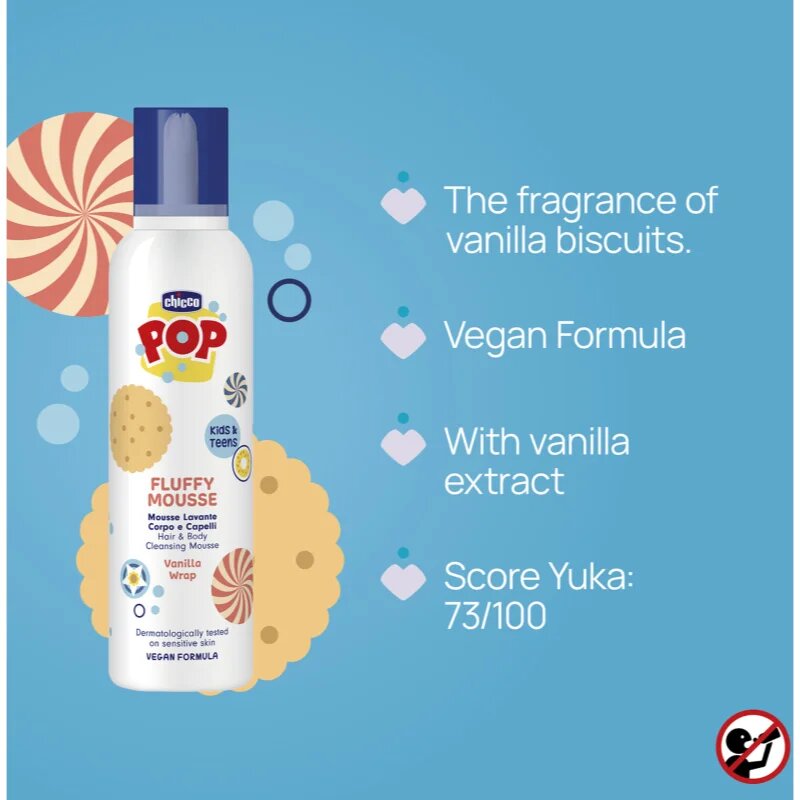 Chicco POP Fluffy Mousse Hair and Body pěna na tělo a vlasy Vanilla wrap 200 ml