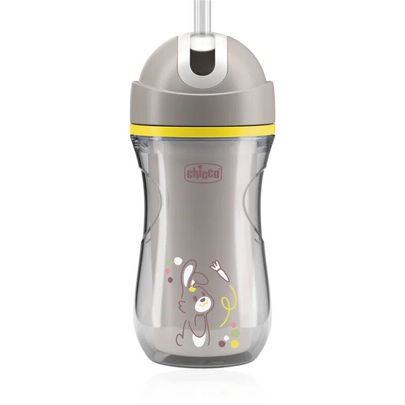 Chicco Sport Cup 14m+ hrnek s brčkem Grey 266 ml