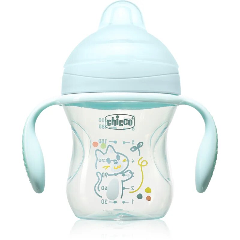 Chicco Transition Cup 4m+ tréninkový hrnek s držadly Teal 1 ks
