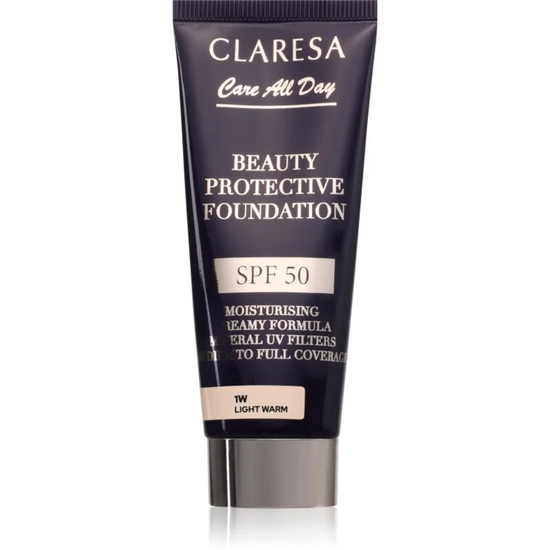 Claresa Care All Day Beauty Protective Foundation ochranný make-up SPF 50 odstín 1W Light Warm 30 ml