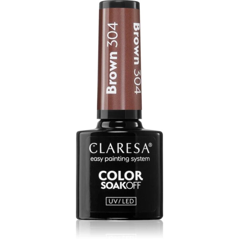 Claresa SoakOff UV/LED Color Brown gelový lak na nehty odstín 304 5 g