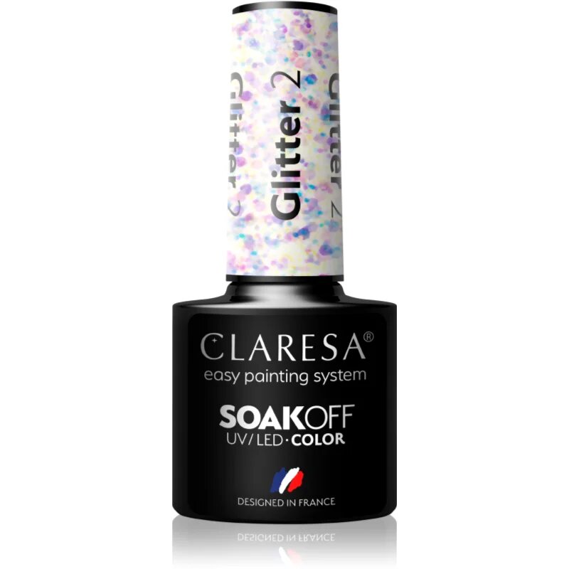 Claresa SoakOff UV/LED Color Glitter gelový lak na nehty odstín 2 5 g