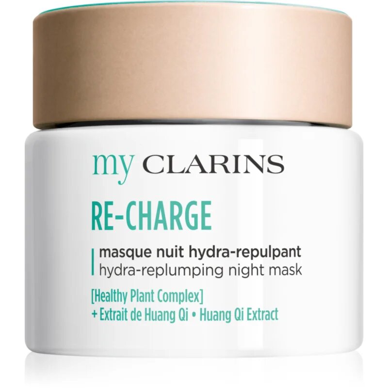 Clarins My Re-Charge Hydra-Replumping Night Mask energizující pleťová maska pro zářivý vzhled pleti 50 ml