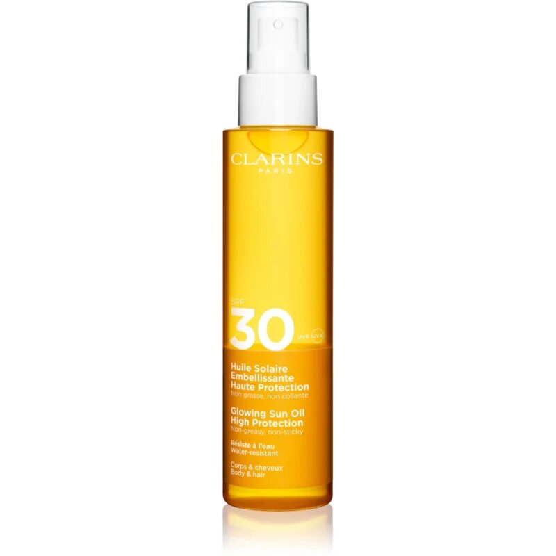 Clarins Sun Care Glowing Oil suchý olej na vlasy i tělo SPF 30 150 ml