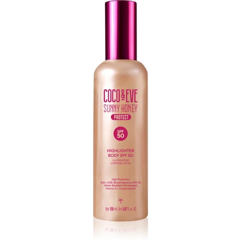 Coco & Eve Sunny Honey Highlighter Body SPF50 ochranné sérum s rozjasňujícím efektem SPF 50 150 ml