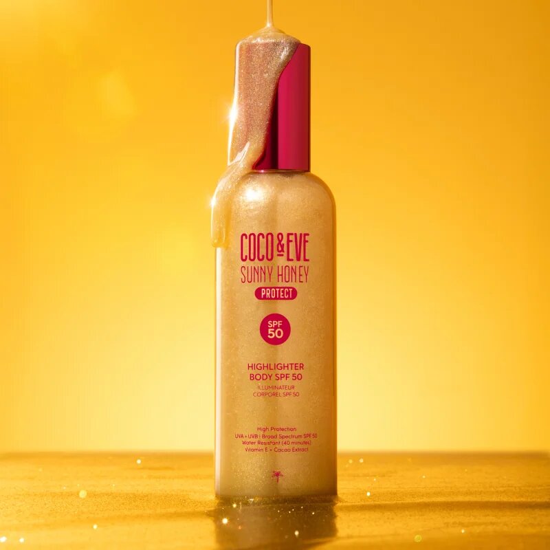 Coco & Eve Sunny Honey Highlighter Body SPF50 ochranné sérum s rozjasňujícím efektem SPF 50 150 ml