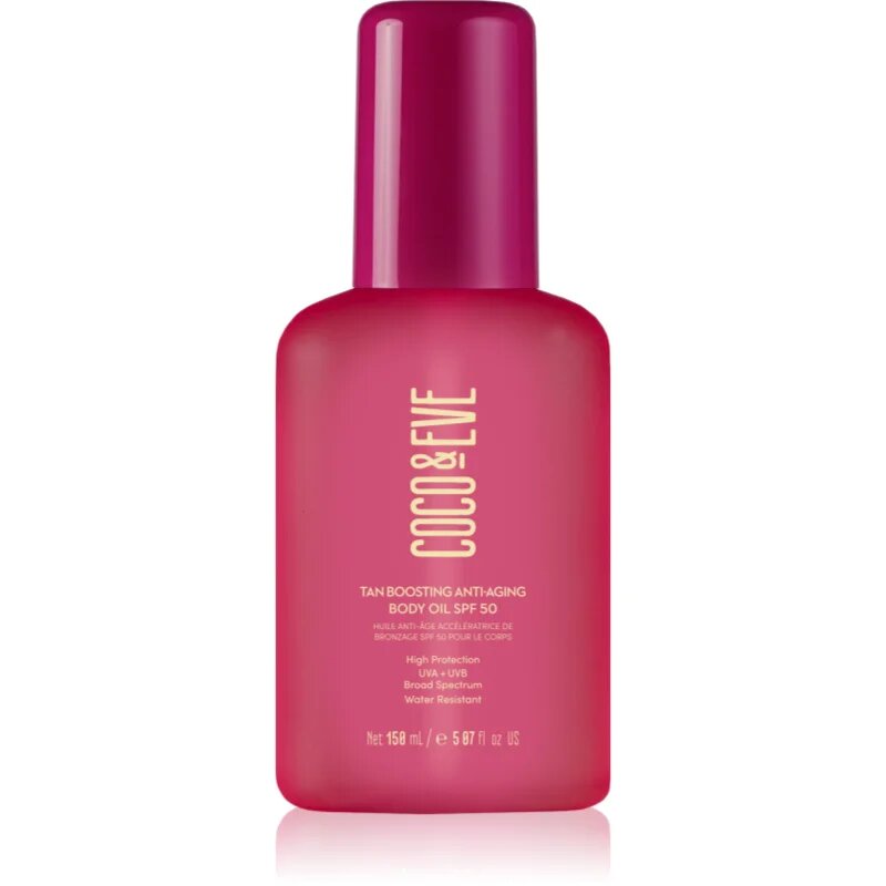 Coco & Eve Sunny Honey Tan Boosting Anti-Aging Body Oil SPF 50 ochranný olej urychlující opalování proti stárnutí pokožky SPF 50 150 ml